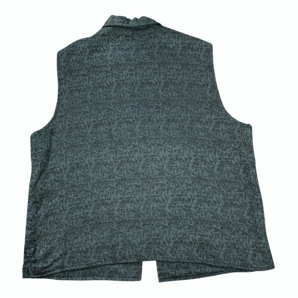 Coldwater Creek Teal Patchwork Silk Vest Womens Large Boho Western Artsy - Picture 6 of 6